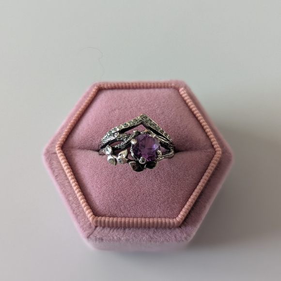 Sterling Silver and Alexandrite Chevron Ring - Picture 11 of 12